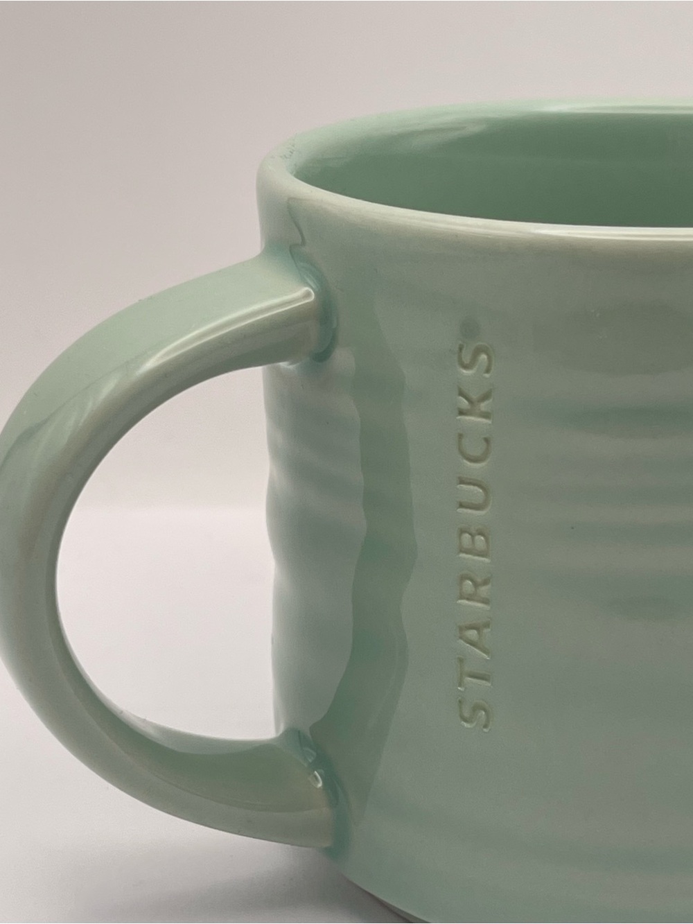 Starbucks Mint Green Ribbed Ceramic Mug/Coffee Cup | 14 oz | 2014